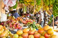 Ripe fruits stacked at a local market in Nairobi