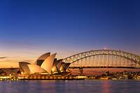 Opera house and Harbour Bridge at twilight