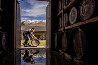Barrels being rolled at Cardrona Distillery