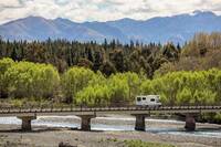 Motorhome crossing bridge in Hammer Springs near Christchurch