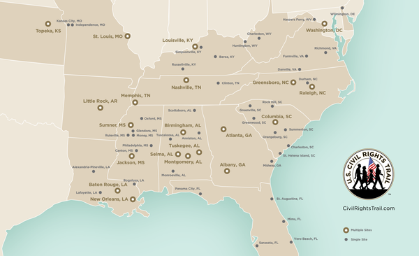 Civil Rights Movemnt Map Must-Visit Historic Civil Rights Sites in the USA | Worldwide Motorhome ...