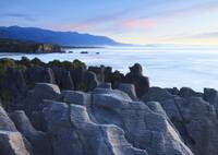 Pancake Rocks at Punakaiki at dusk