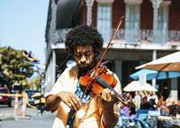 Man playing violin in the streets of New Orleans