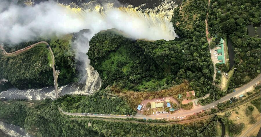 Victoria Falls Bridge aerial view