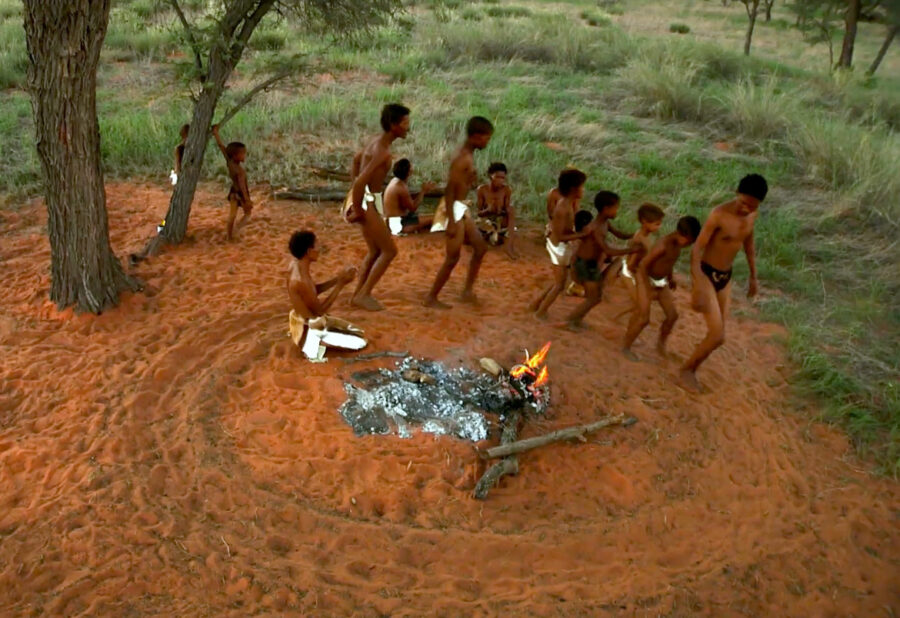 Dancing around fire.ǂKhomani Cultural Landscape